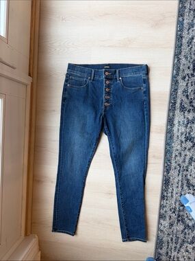 Express Dark Blue High-Rise Button-Fly Women’s Jeans
